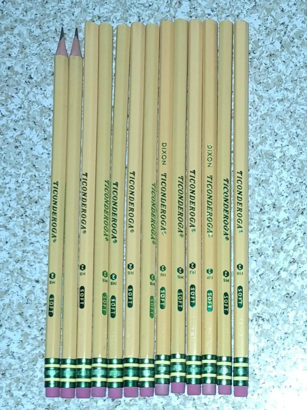 NEW Lot of 13 Ticonderoga Wood Pencils HB2 0.3 mm Lead Soft